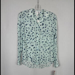 Bella Dahl Button-Up Hipster Dot Shirt Blouse Blue Size XS